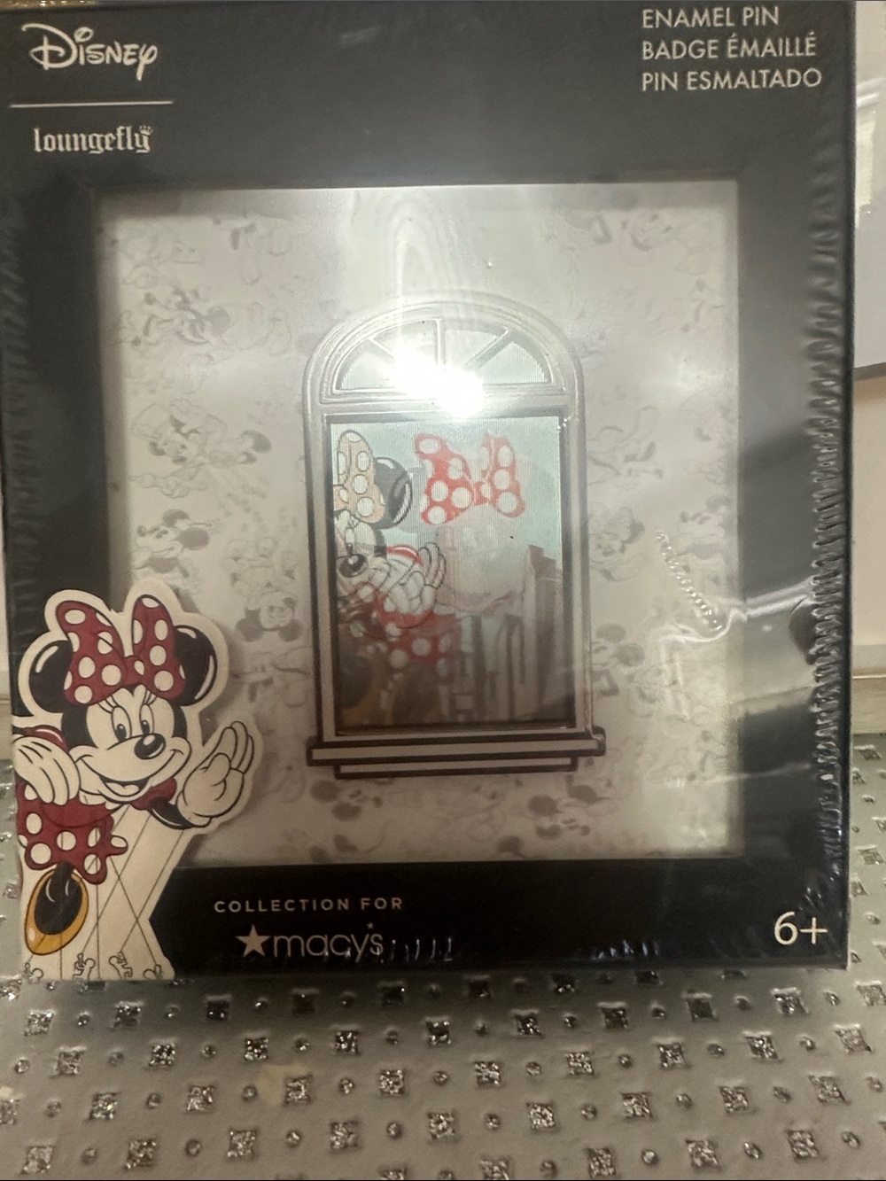 Loungefly Minnie Mouse Enamel Pin with Red Polka Dot Bow NIB
